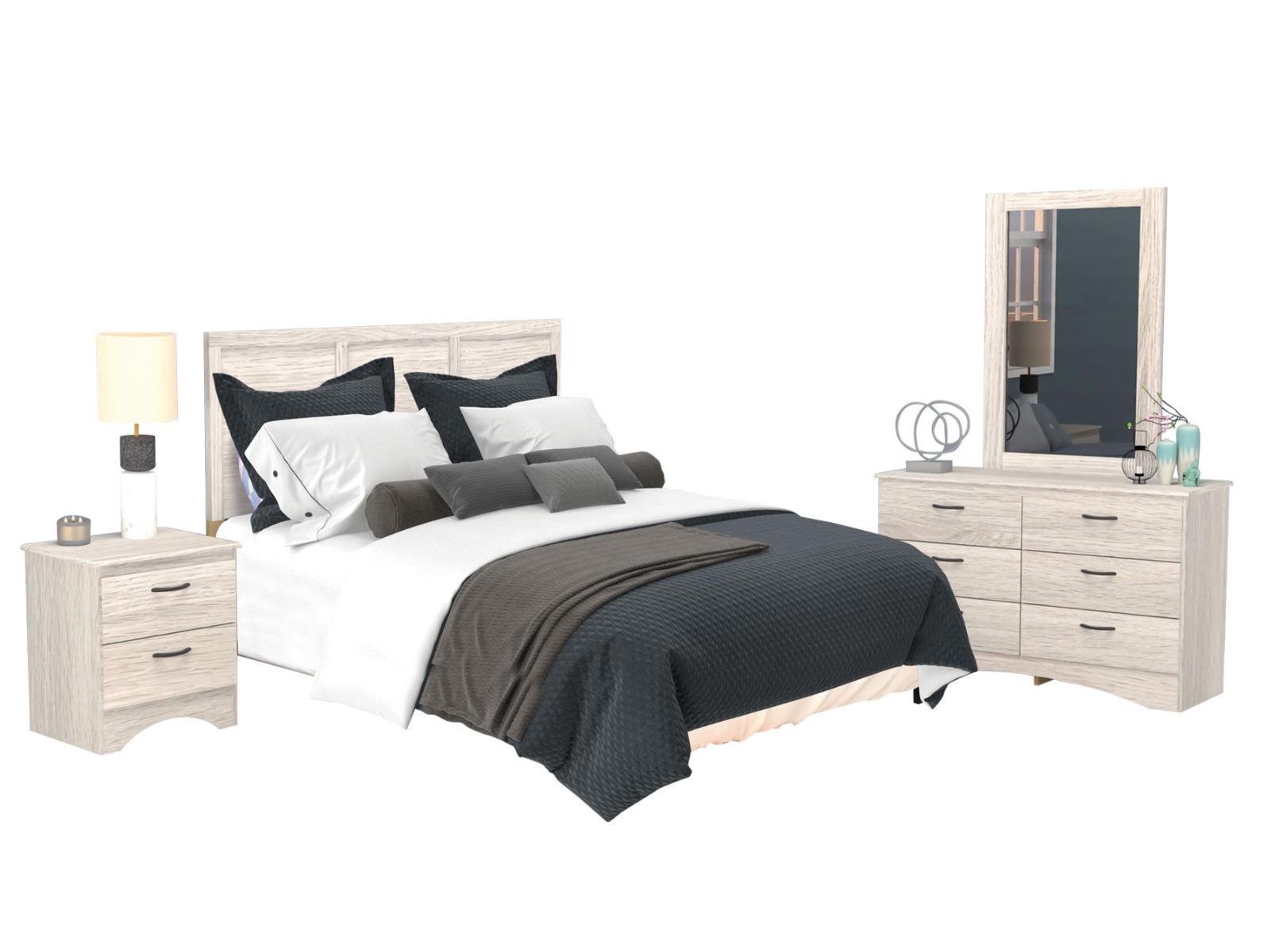 Aurora Oak 4 Piece Queen Bedroom Set