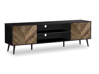 Black with Wood Doors 72" TV Console - 2781BW00