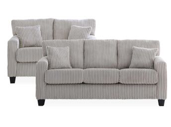 Fluffy Light Gray Sofa & Loveseat - 0350FG20