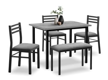 Grey & Black 5-Piece Dinette with Bench - 1037GB50