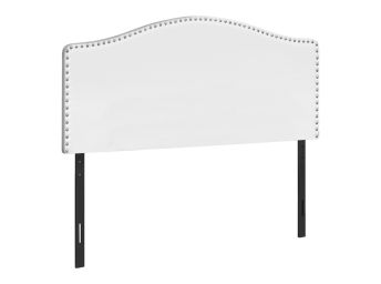 Queen White Leather Look Headboard w/ Nailheads - 6012WHQ3