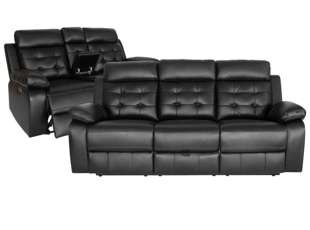 Barton Black Leather Match Power Sofa and Loveseat Set - 0095BA20