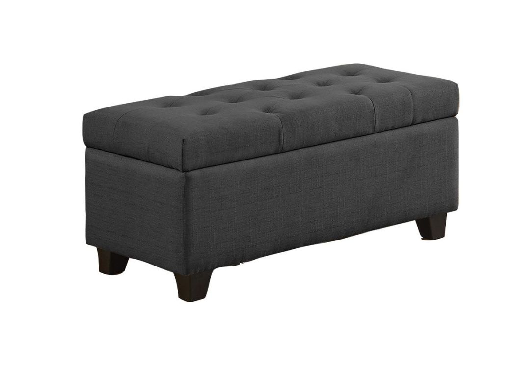 Charcoal Linen Storage Bench - 0826CH00