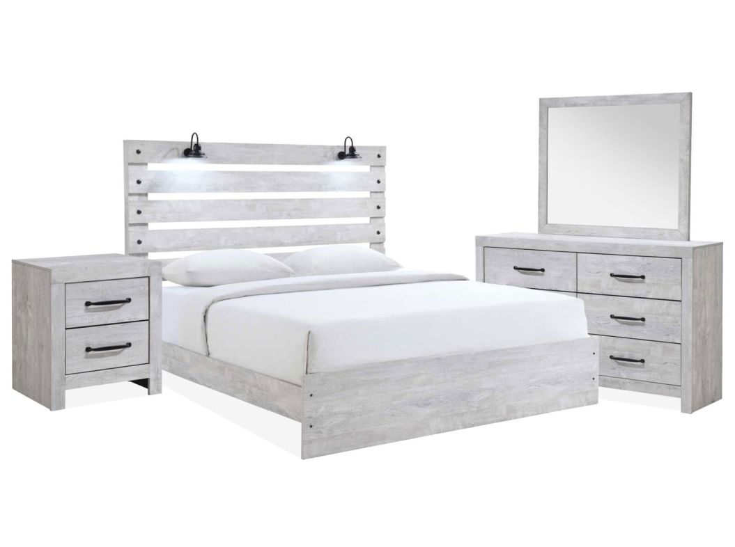 Derby Rustic White 6 Piece King Bedroom Set - 0320BC6K