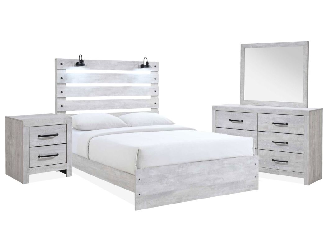 Derby Rustic White 6 Piece Queen Bedroom Set - 0320BC6Q