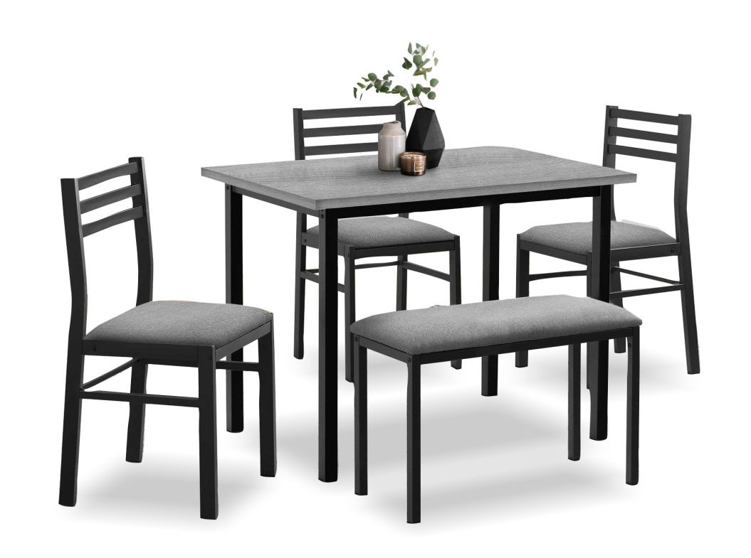 Grey & Black 5-Piece Dinette with Bench - 1037GB50