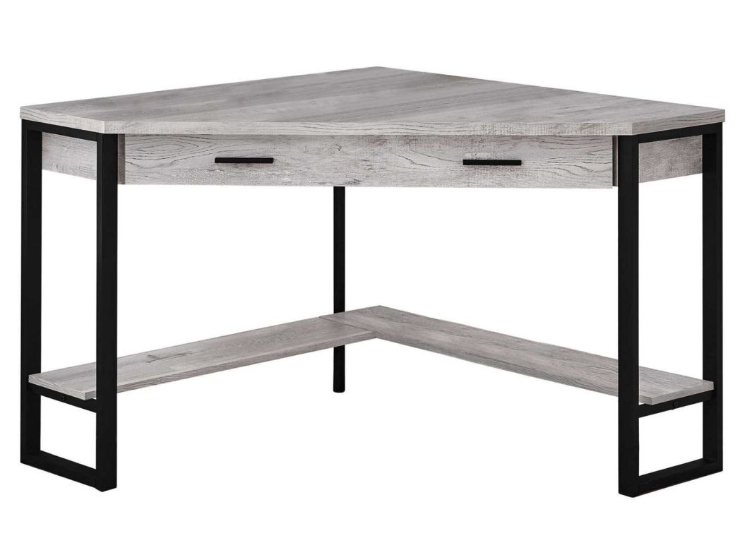 Grey/ Black Metal Corner Computer Desk - 7505GY00