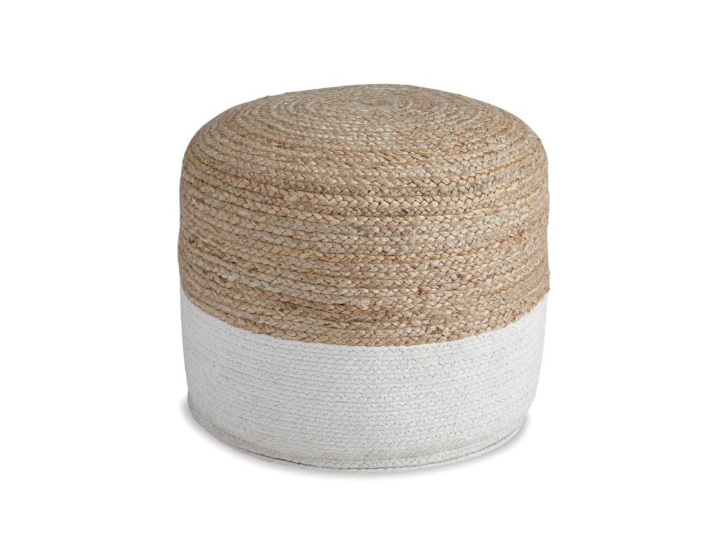 Sweed Valley Natural/White Pouf - 0420NW00