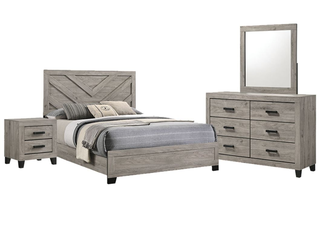 Wesley Light Grey Queen 6-Piece Bedroom Set - 0360LG6Q