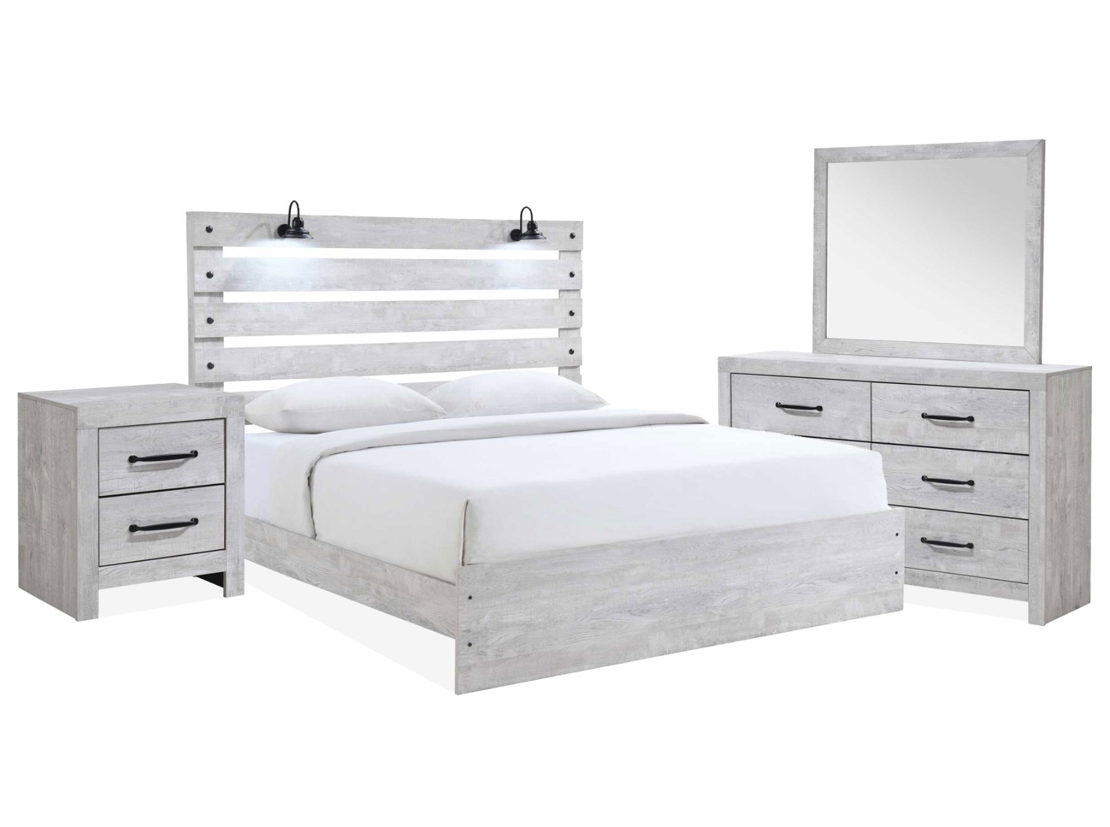 Derby Rustic White 6 Piece King Bedroom Set