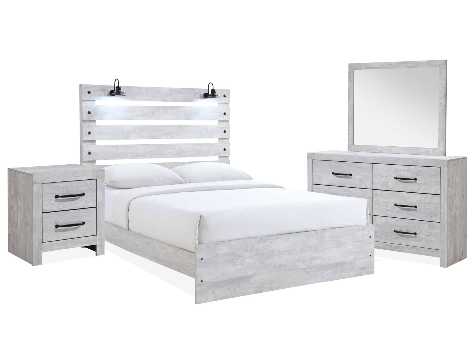 Derby Rustic White 6 Piece Queen Bedroom Set