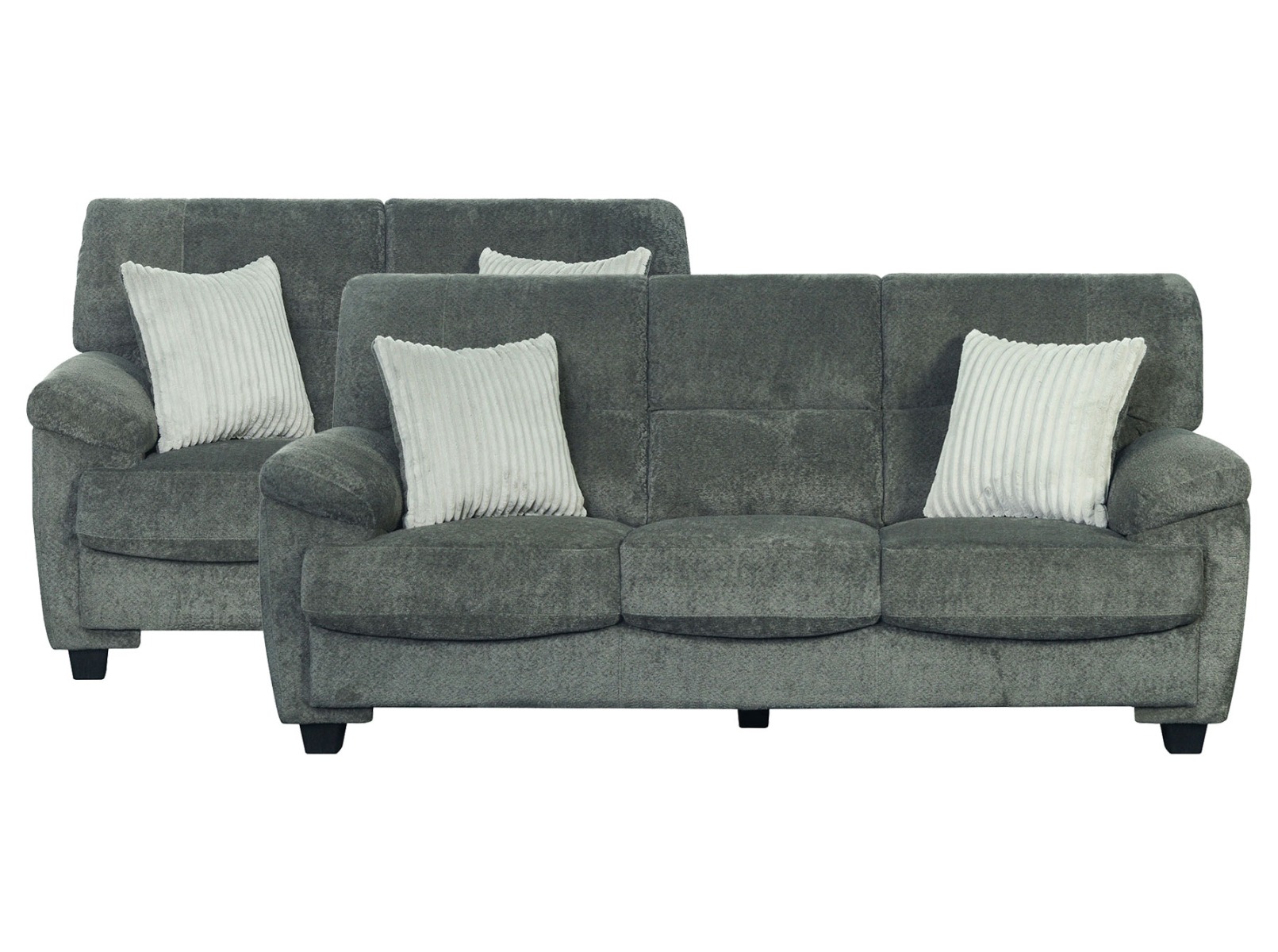 Rosen Pewter Cord Sofa & Loveseat Set